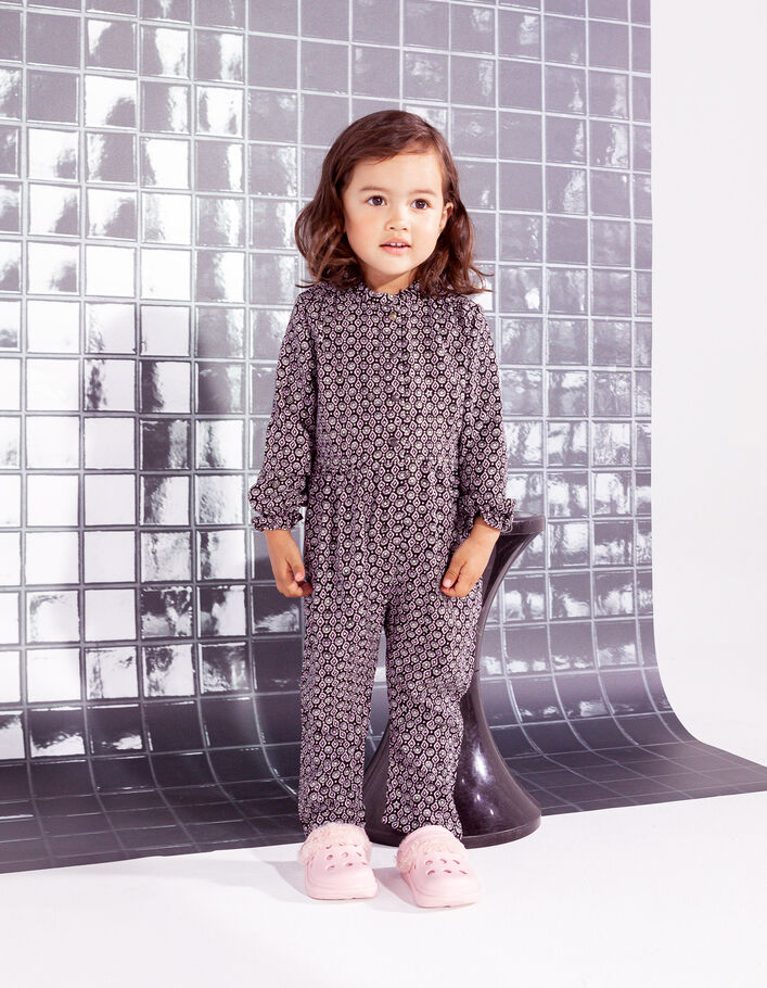 Combi longue noire imprimé rock Ecovero® bébé fille