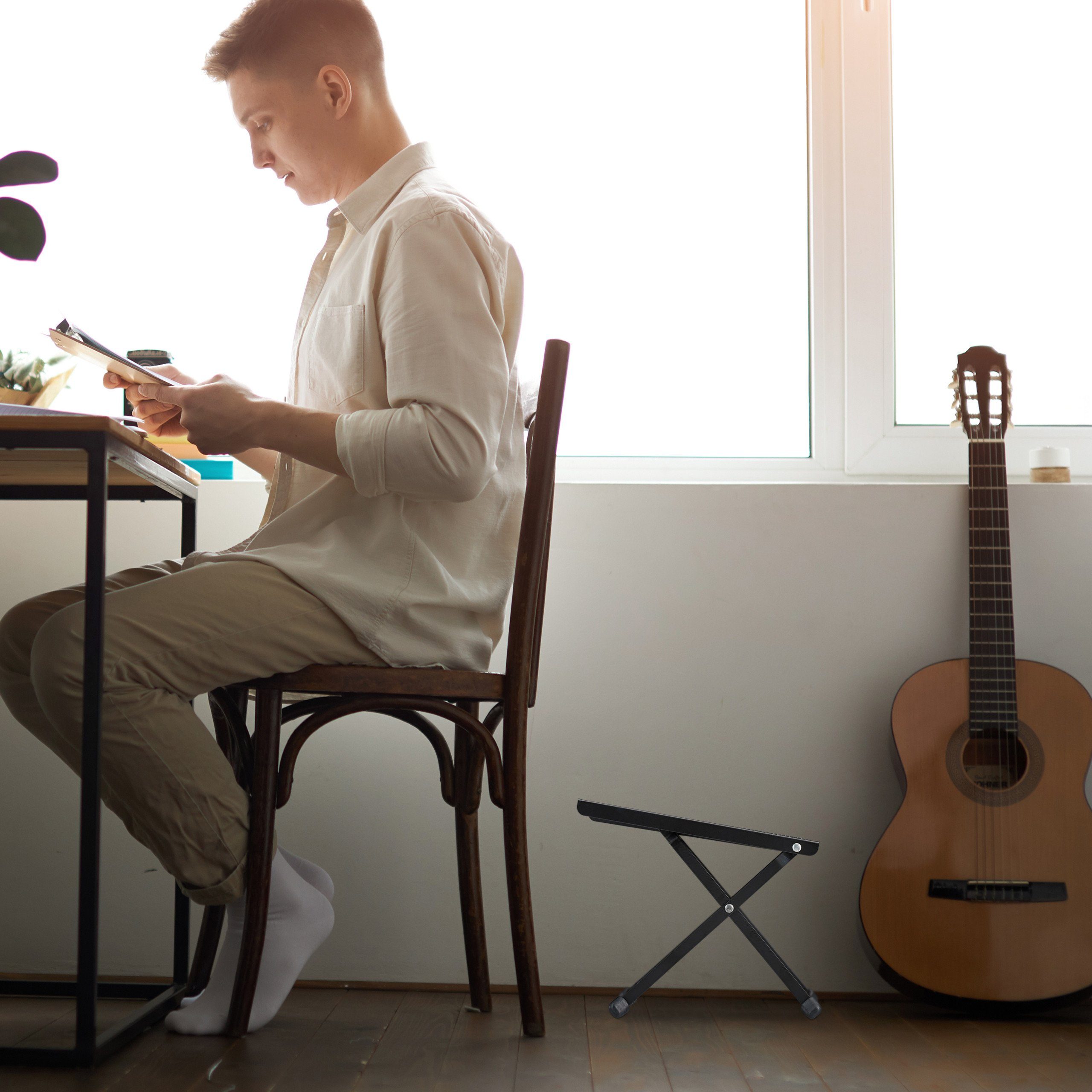 relaxdays Gitarrenständer Fußbank Gitarre