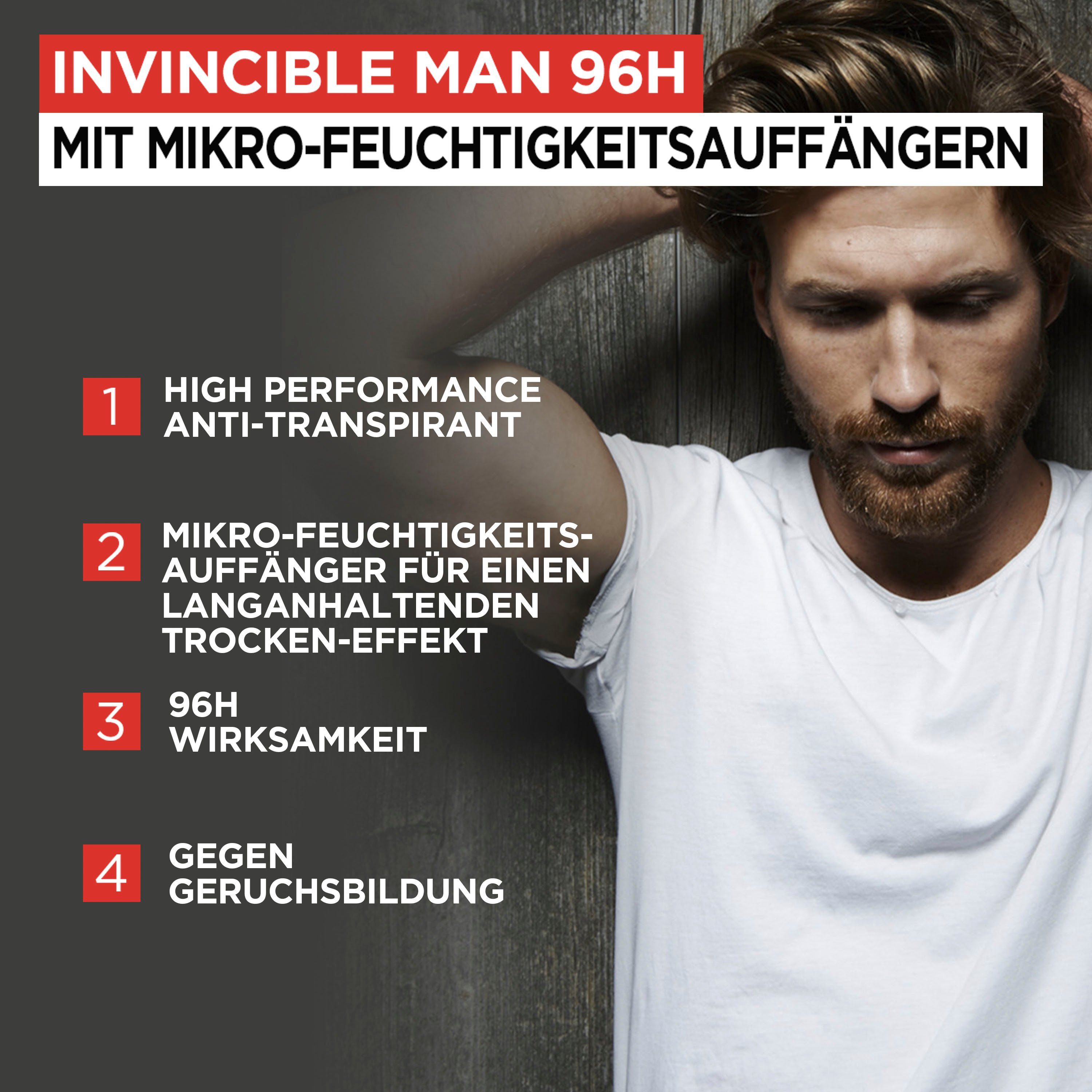 L'ORÉAL PARIS MEN EXPERT Deo-Spray Invincible Man Anti-Transpirant, 96H Schutz vor Gerüchen
