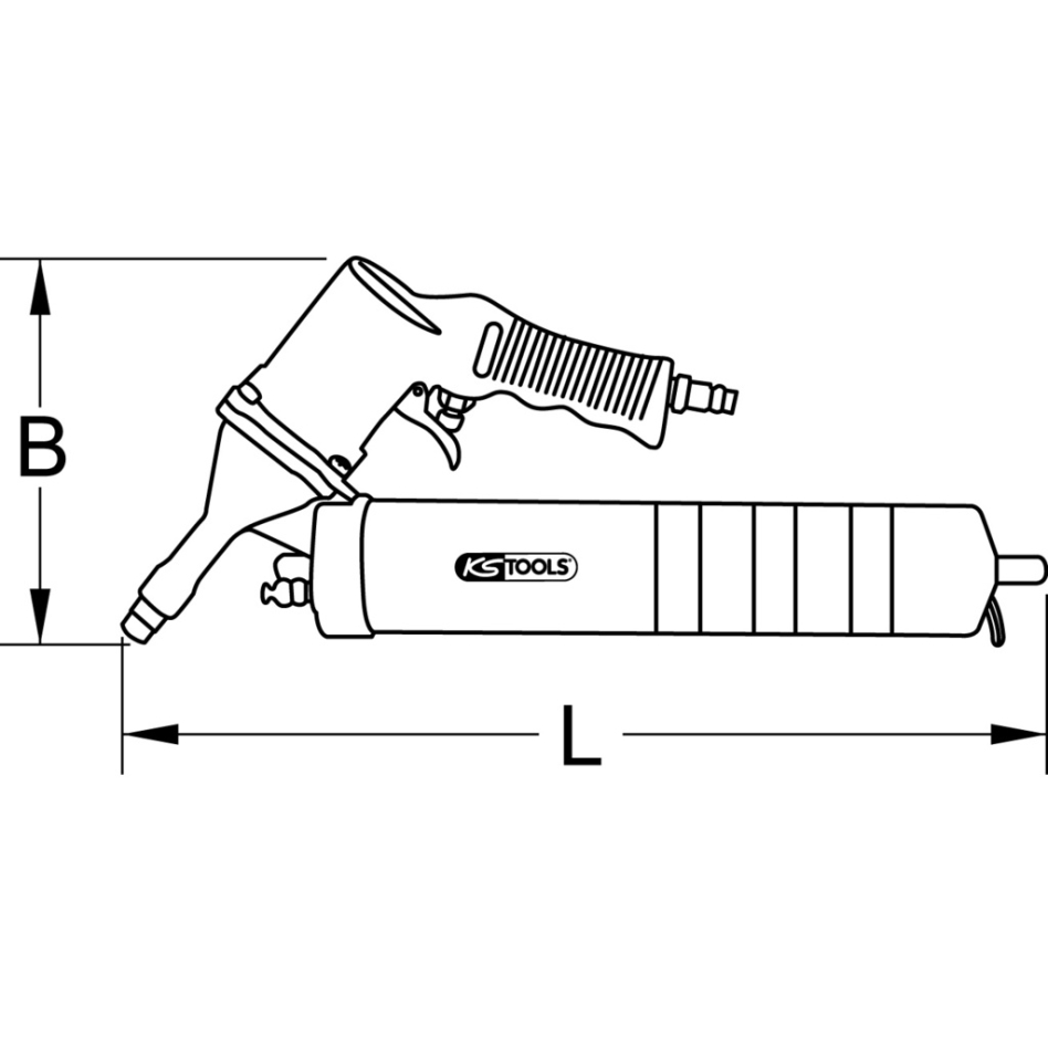 KS Tools 515.3900 Pneumatische-vetspuit, met flexibele slang en spuitmond