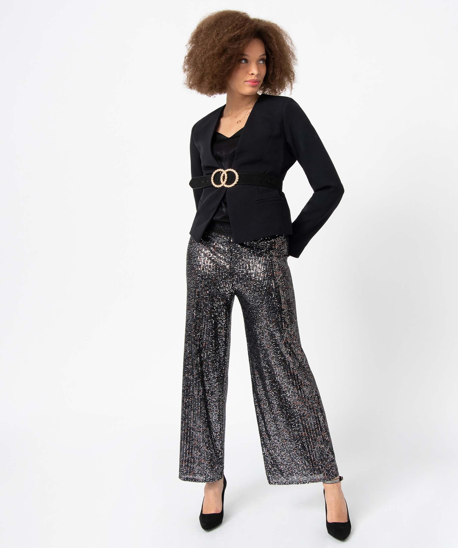 Veste femme coupe courte forme croisée noir | GEMO
