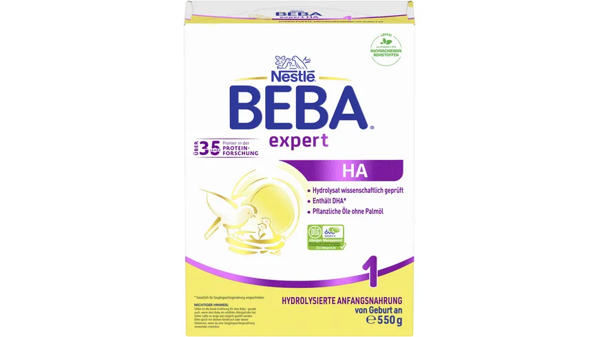 Nestlé Beba Expert HA1 Säuglingsanfangsnahrung von Geburt an 550 g