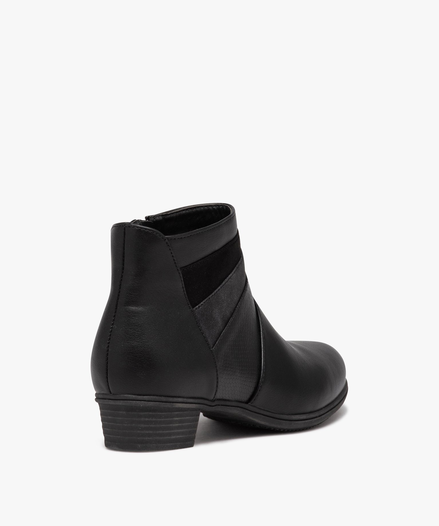 Boots femme confort unies à petit talon noir | GEMO