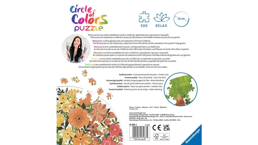 Ravensburger Puzzle - Circle of Colors - Flowers 500 Teile Puzzle