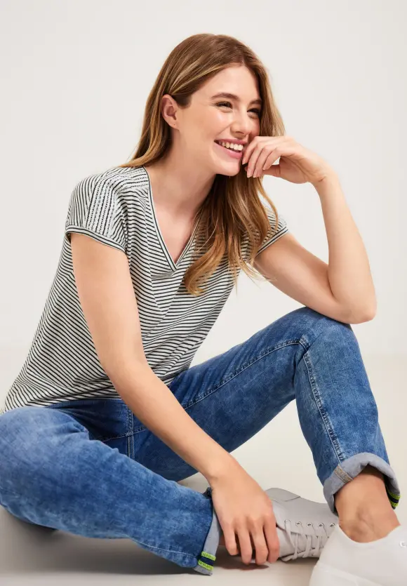 CECIL Streifenshirt mit V-Neck