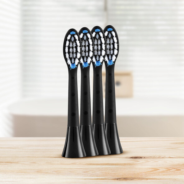 Ersatz-Zahnbürstenköpfe, schwarz (mittel), 4er Set