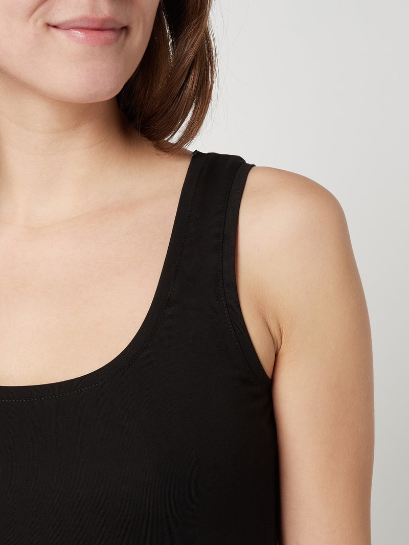 Tanktop aus Baumwoll-Elasthan-Mix in schwarz