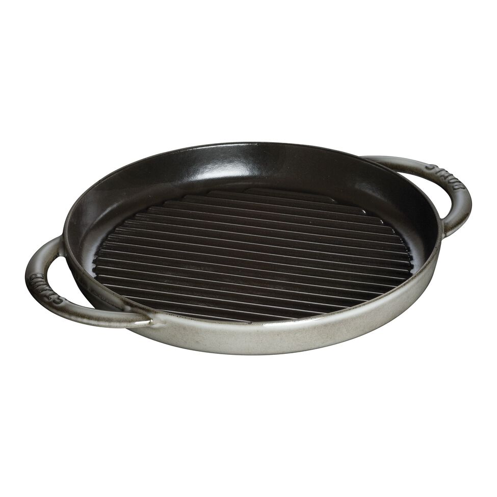 Grillpfanne 26 cm, rund, Graphit-Grau, Gusseisen