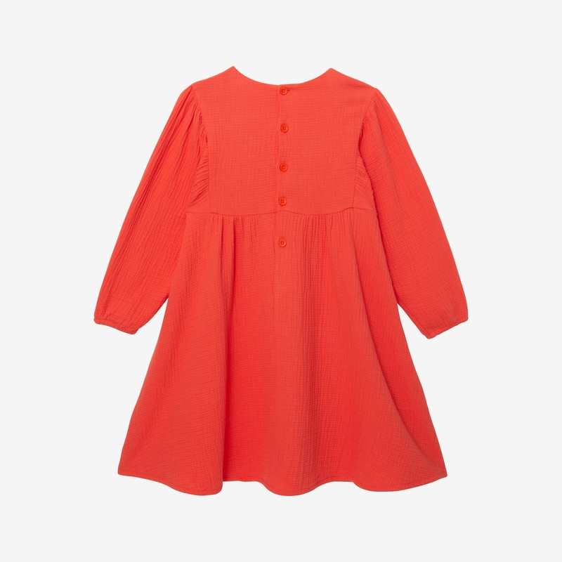 Robe fille maille tubique brodée rouge Catimini