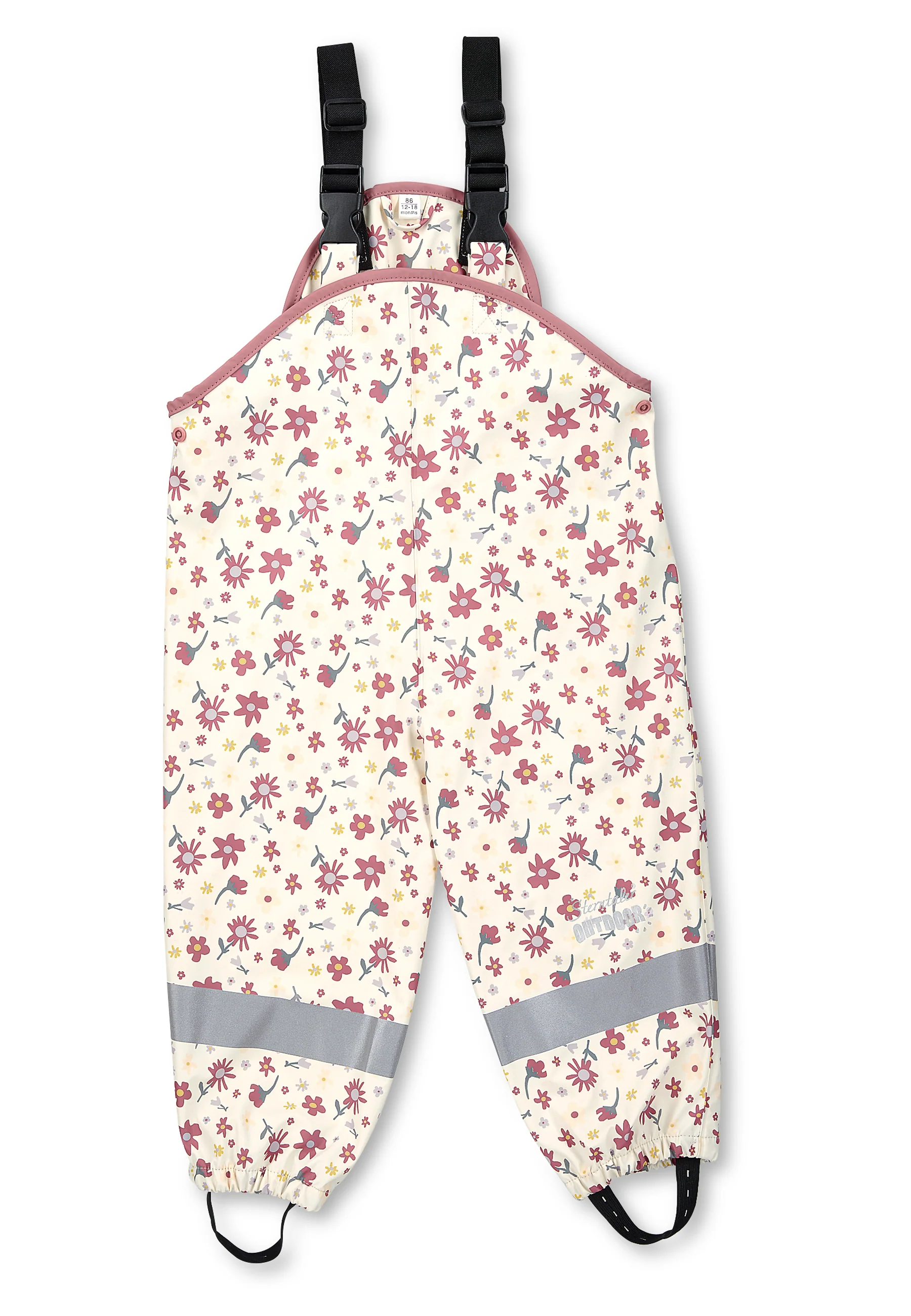Regenträgerhose Blumen ungefüttert mit Reflektoren