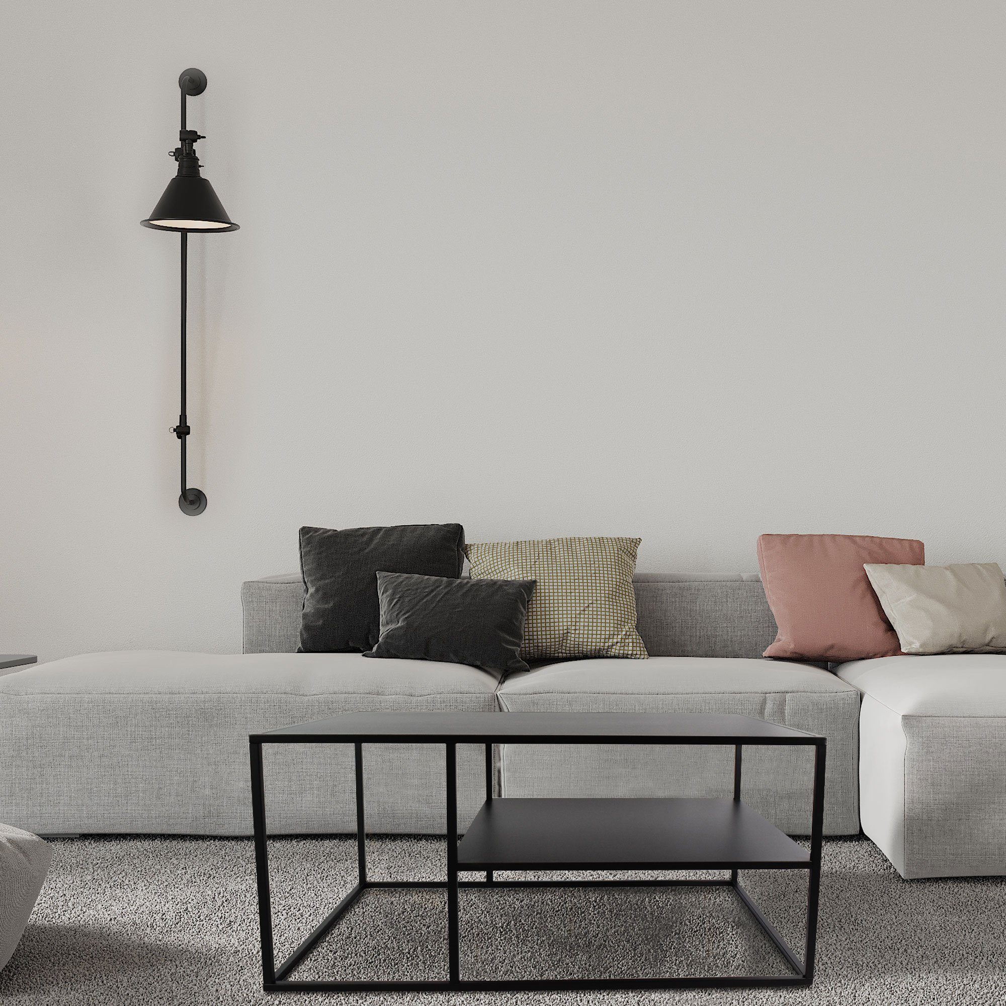 osoltus Raumteiler osoltus cube Industrie Stil Couchtisch Stahl schwarz 90x60x45cm
