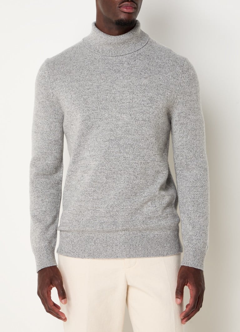 Profuomo Fine-knit wool blend sweater with col and embroidered design