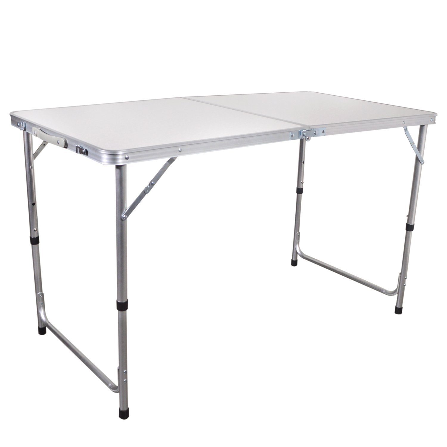 TroniTechnik Klapptisch Klapptisch Campingtisch, Klappbarer Mehrzwecktisch (in Weiß aus Aluminium, für Terrasse, höhenverstellbar bis 70cm), Wetterfest und trag für Garten, Camping, Balkon
