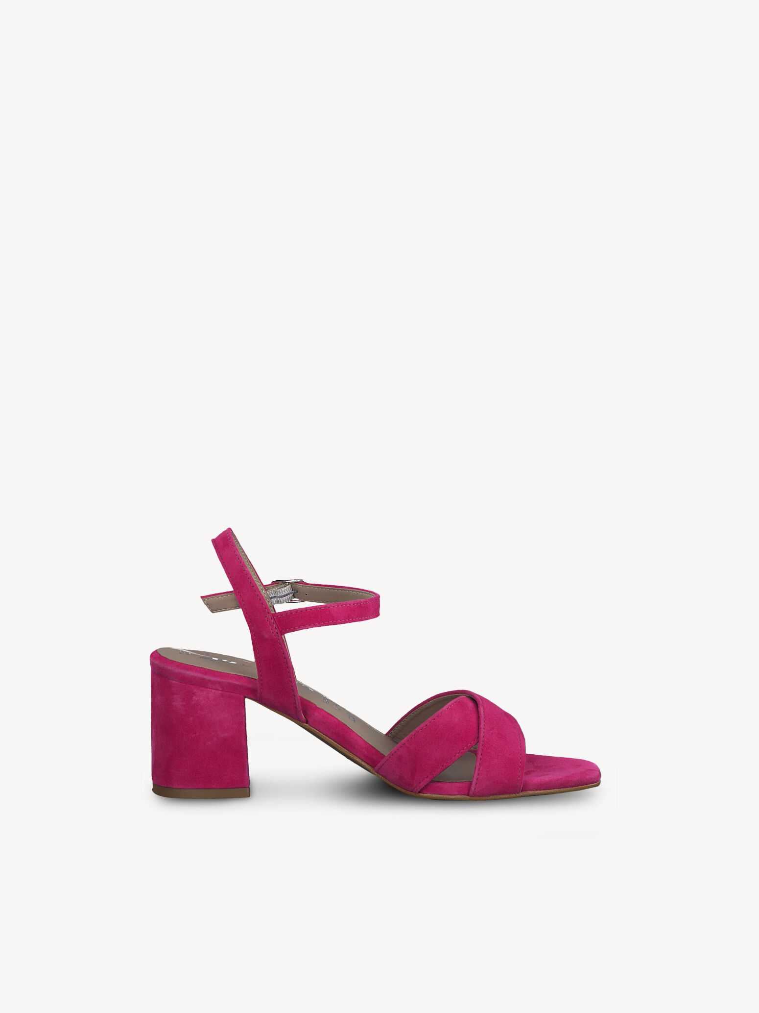 Sandale à talon en cuir - rose fuchsia