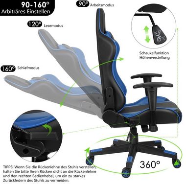 Femor Gaming Chair Gaming Stuhl, Gamer Stuhl 90°-160° Neigungswinkel