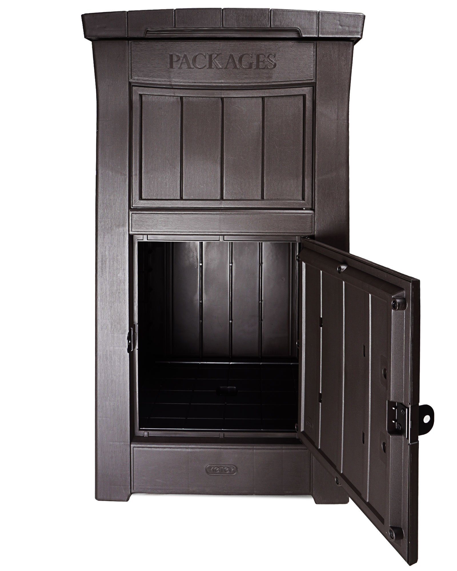 Keter Paketbox Parcel Drop Box Postbox für Pakete braun abschließbar, mit Diebstahlsicherung, für Päckchen, Pakete und Briefe