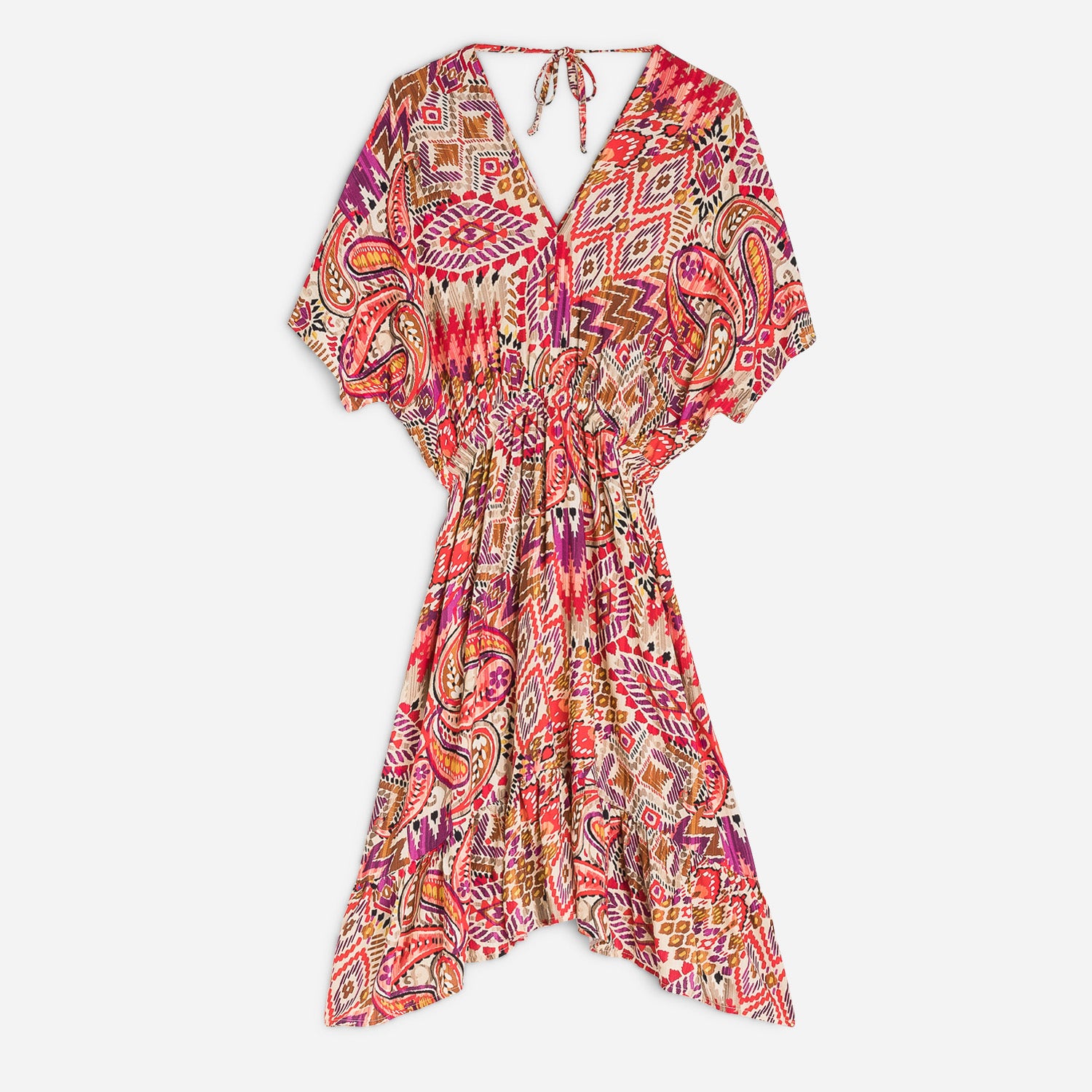 Robe TEXTO écrue à motif ikat