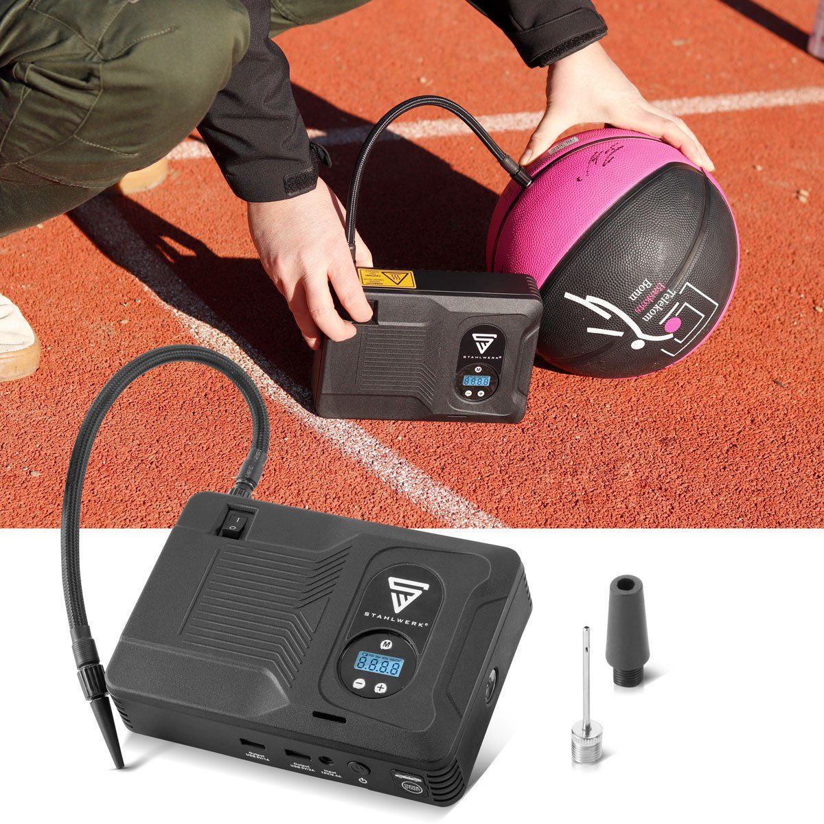 STAHLWERK Multifunktions Powerbank Autostarthilfe PS-1400 ST Autobatterie-Ladegerät (400 mA, Packung, 8-tlg)