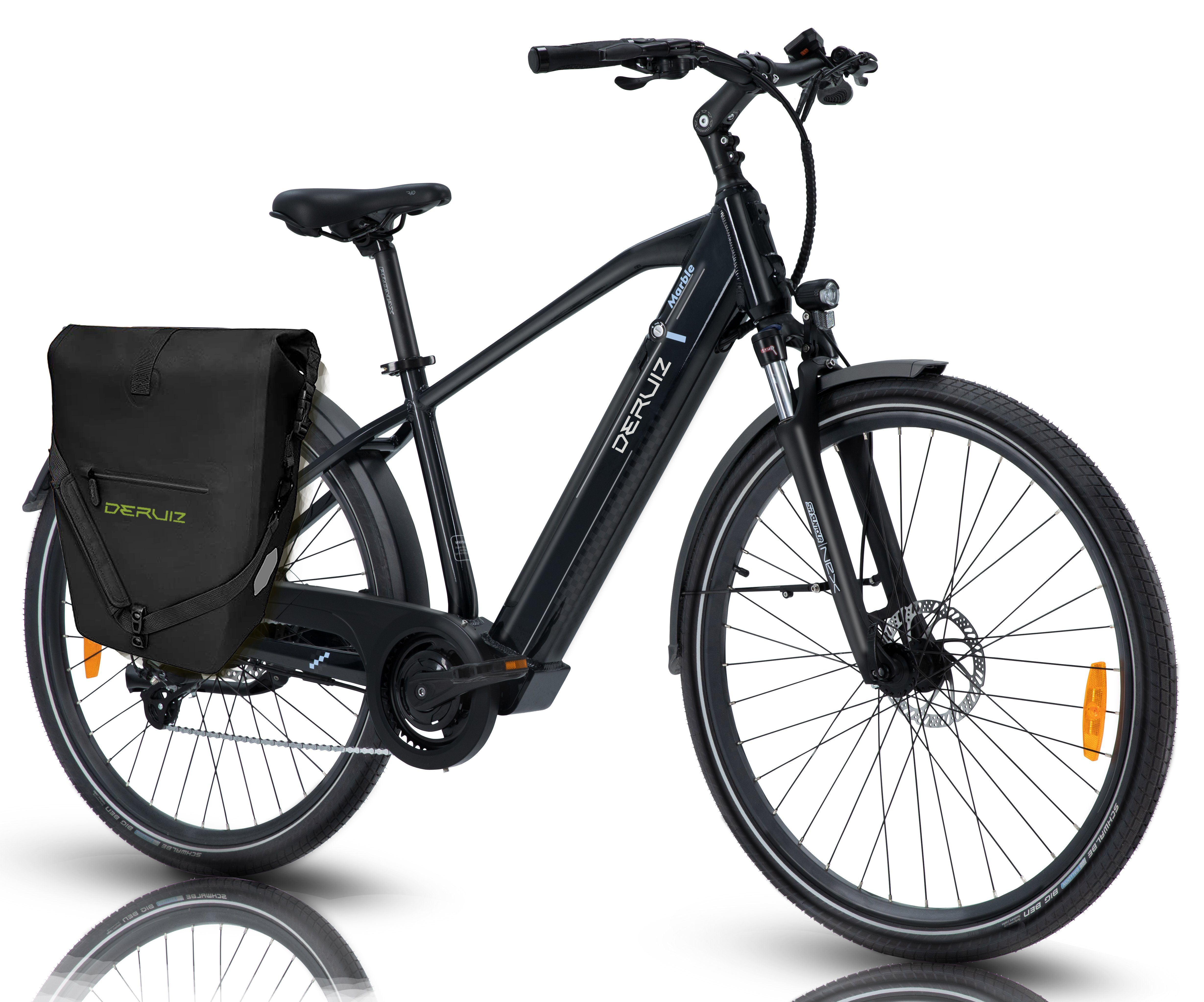 DERUIZ E-Bike Marble 28 Zoll für Herren, 644wh Trekking Ebike Cityrad, 8 Gang Schiamano Schimano ALTUS 11-32T Schaltwerk, Kettenschaltung, Heckmotor, 644,00 Wh Batterie, (mit Akku-Ladegerät, mit Werkzeug), 644Wh Batterien mit großer Kapazität maxmal