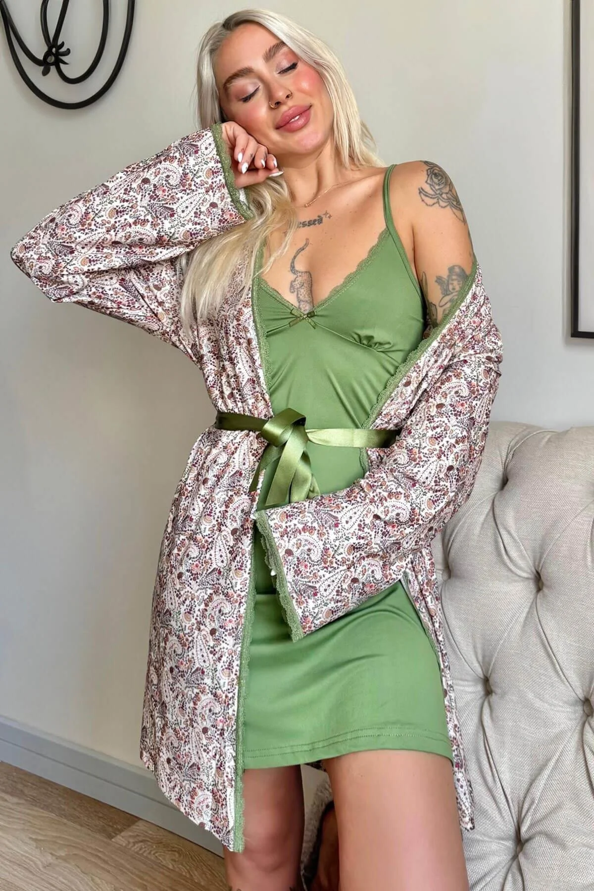 Pijamaevi  Pyjama set - Grün - Unifarben