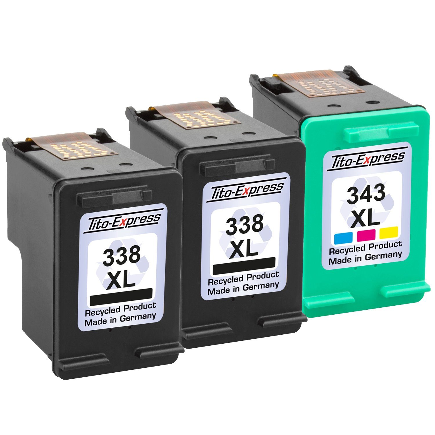 Tito-Express 3er Set ersetzt HP 338 XL & HP 343 XL Tintenpatrone (für 100 150 1610 2355 2575 2610 2710 2713 4212 5740 6210 6215 6540)