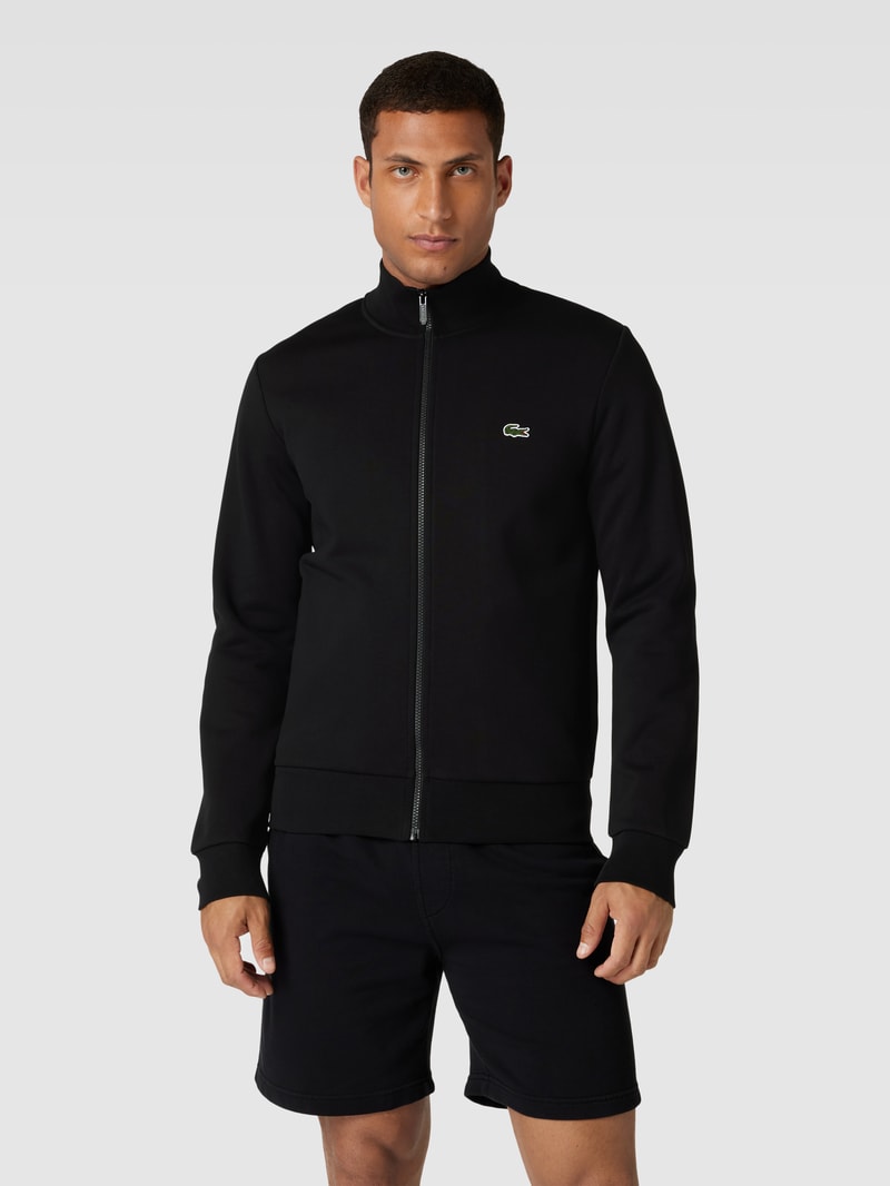 Sweatjacke mit Logo-Stitching in schwarz