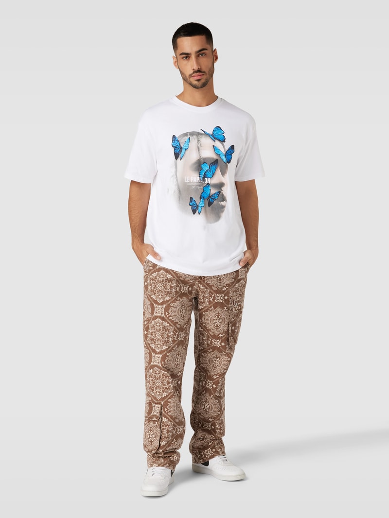 T-Shirt mit Motiv-Print Modell 'LE PAPILLON' in weiß