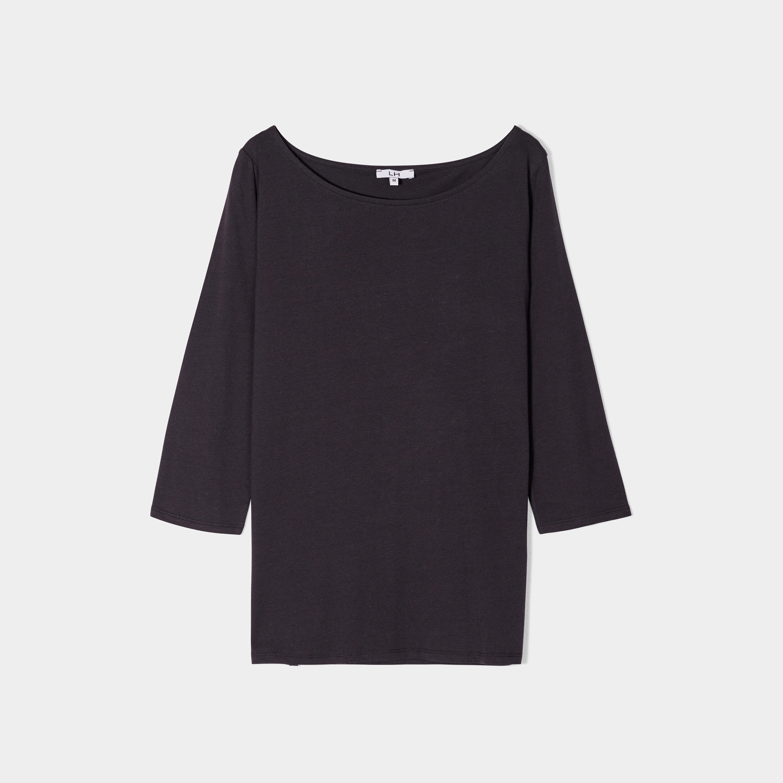 T-shirt col bateau manches 3 4 noir femme | La Halle