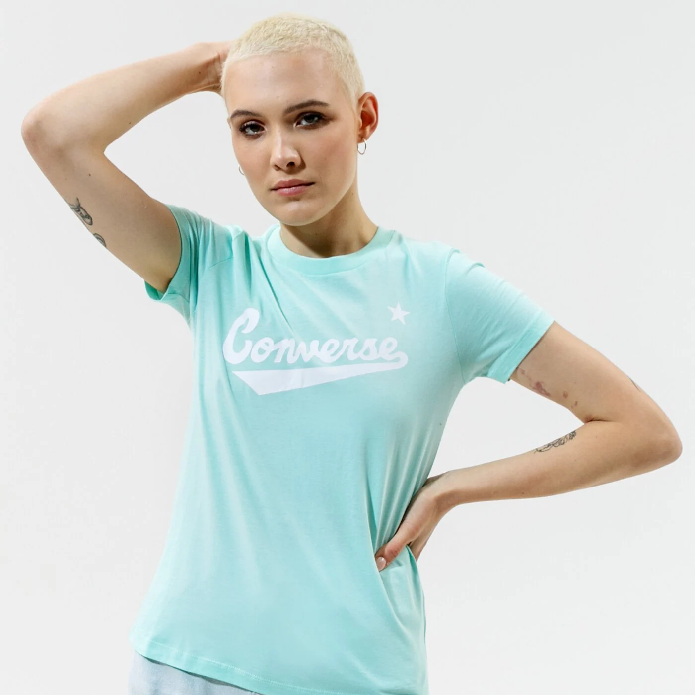 CONVERSE T-SHIRT WMN NOVA CENTER FRONT LOGO TEE Miętowy