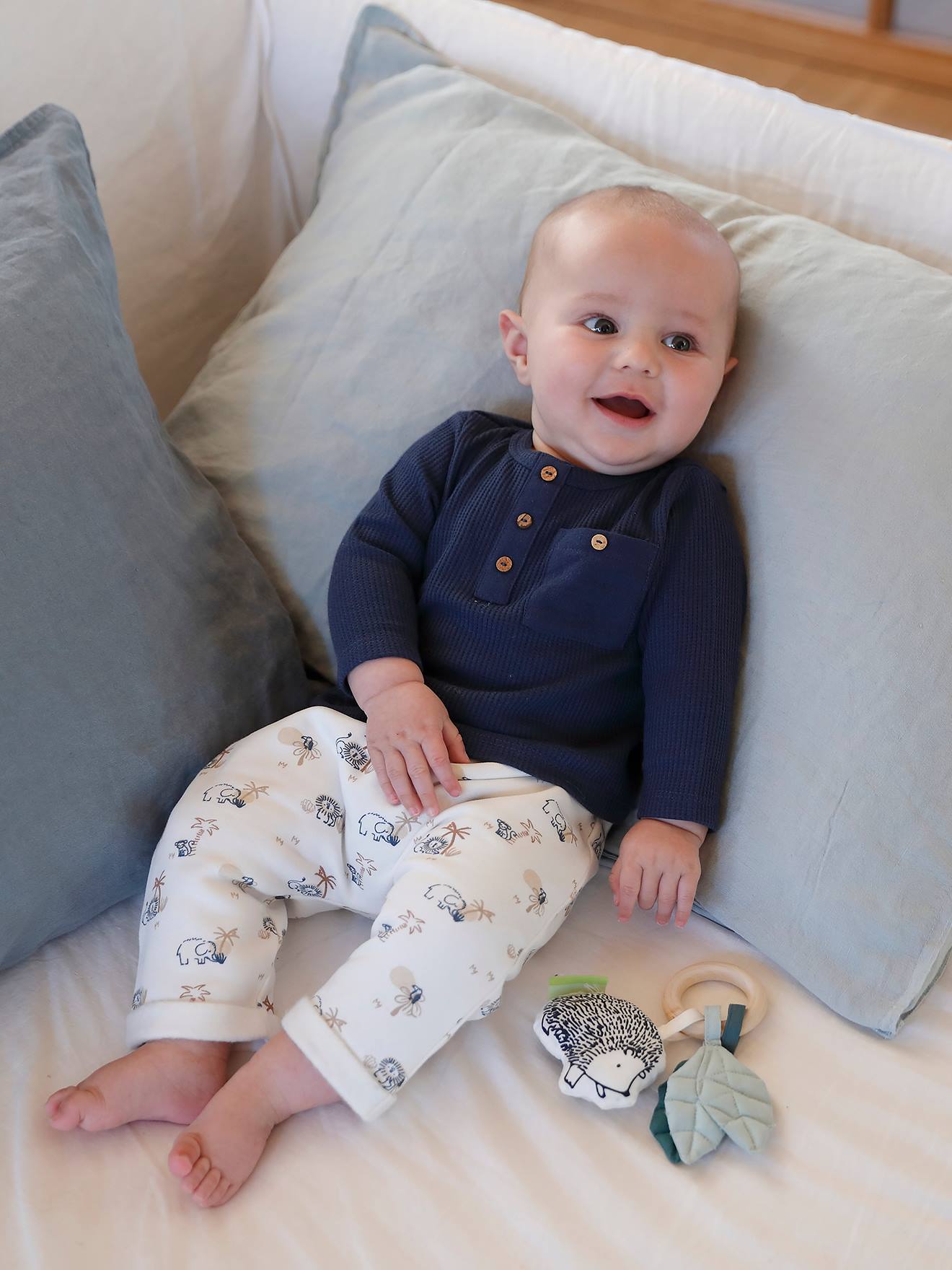 Pantalon naissance en molleton encre