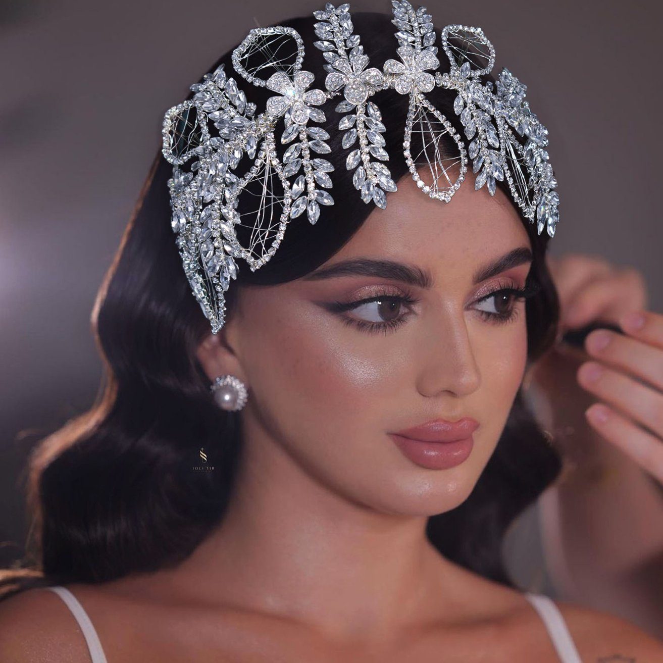 HOHEA H Haarband Kristall-Stirnband, Hochzeits-Haarschmuck, Braut-Haarschmuck, 1-tlg., Hochzeitsdekoration Brautjungfern-Haarschmuck für Party, Silberne Haaraccessoires sind elegante Haaraccessoires für Frauen
