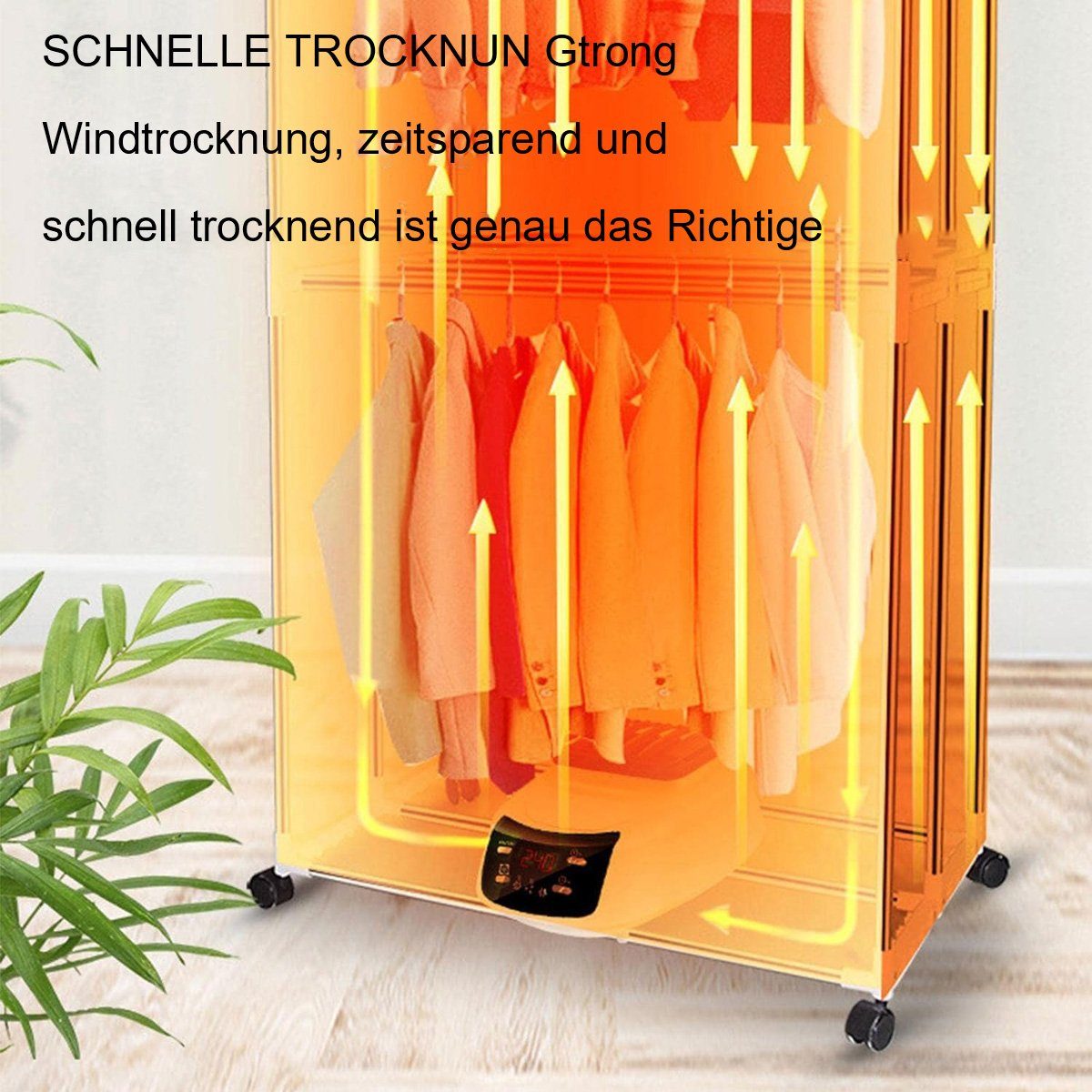 Yoyaxi Elektrischer Wäschetrockner Warmluft-Wäschetrockner für Wohnungen, Wohnmobile, Wäscherei, Leiser Betrieb, 3-Gang-Temperatureinstellung, Haushaltswäschetrockner