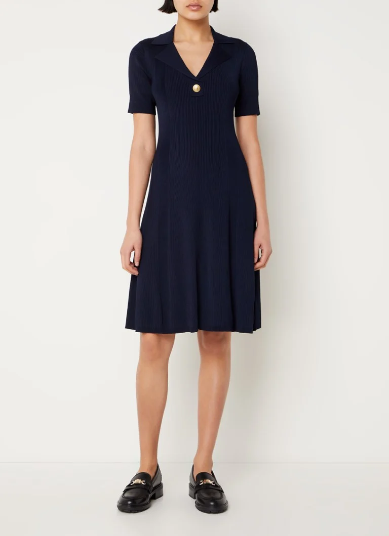 Rochie mini polo Tommy Hilfiger cu guler cu nervuri.