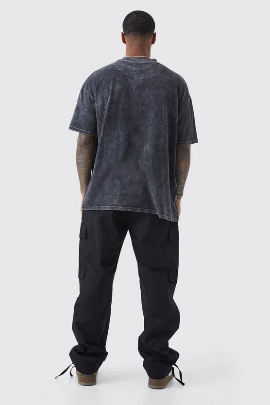 Lockere Ripstop Cargo-Hose mit Man-Print