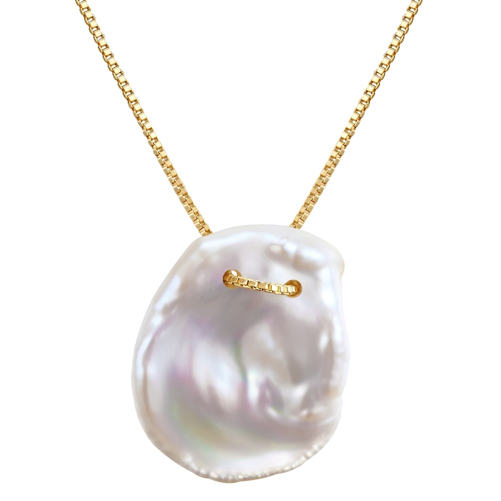 Valero Pearls Collier en argent Argent sterling Perle de culture d'eau douce en Or jaune collier