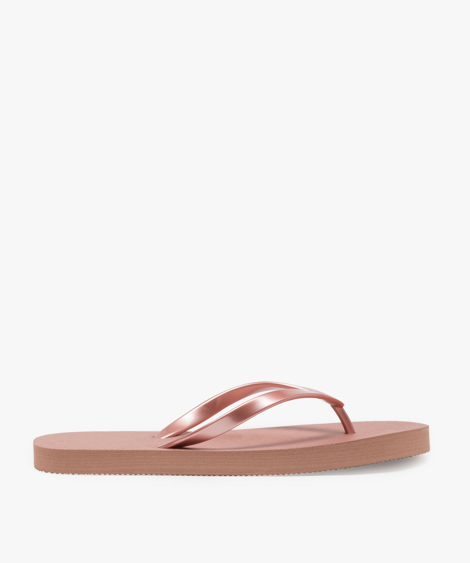 Tongs femme unies avec semelle intérieure antidérapante metallise | GEMO