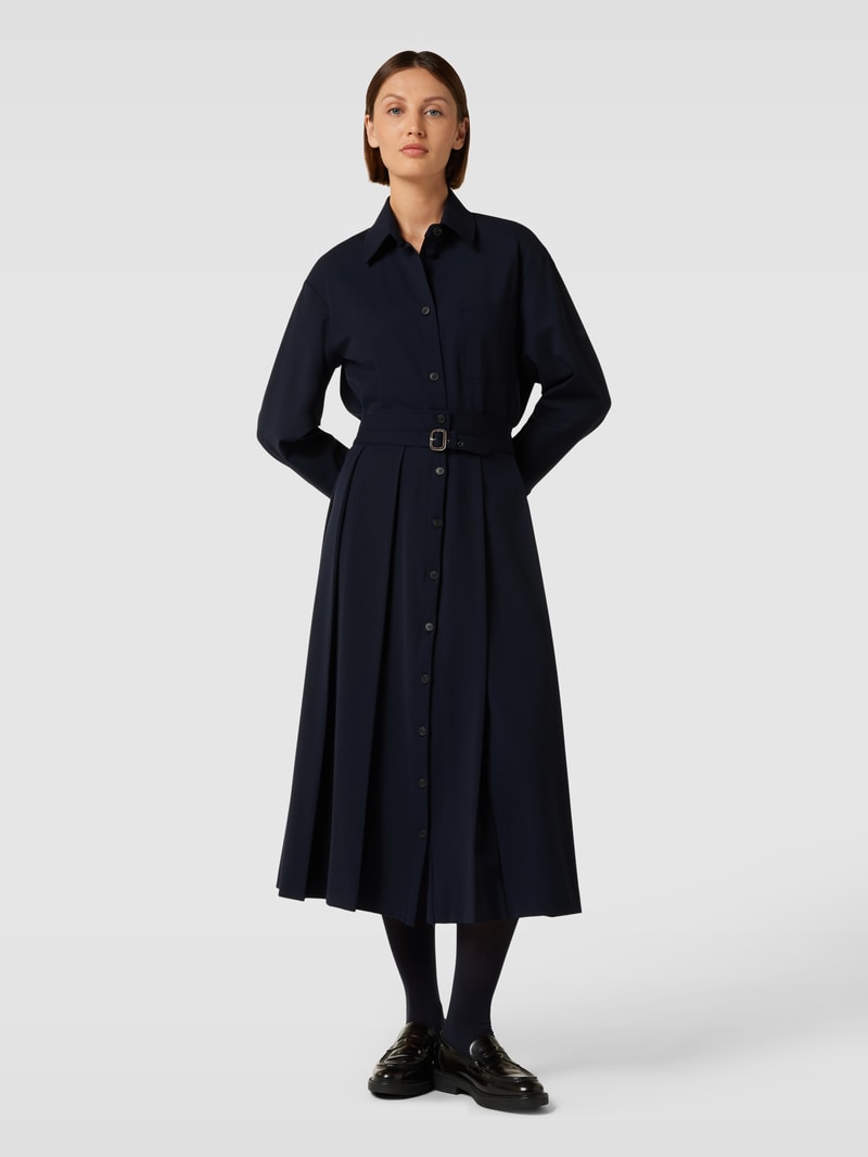 Faltenrock mit Gürtel Modell 'OSIRIDE' in marineblau