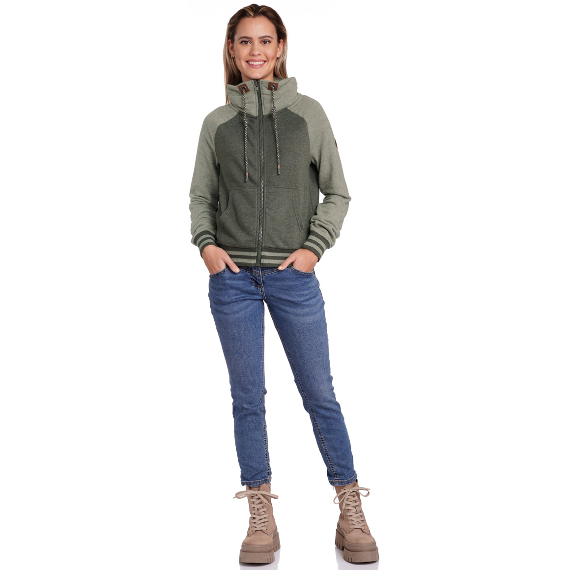 Damen Sweatjacke mit Schalkragen