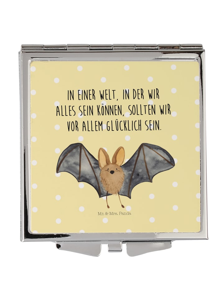Mr. & Mrs. Panda Handtaschenspiegel quadratisch Fledermaus Flüge... in Gelb Pastell günstig kaufen onesize