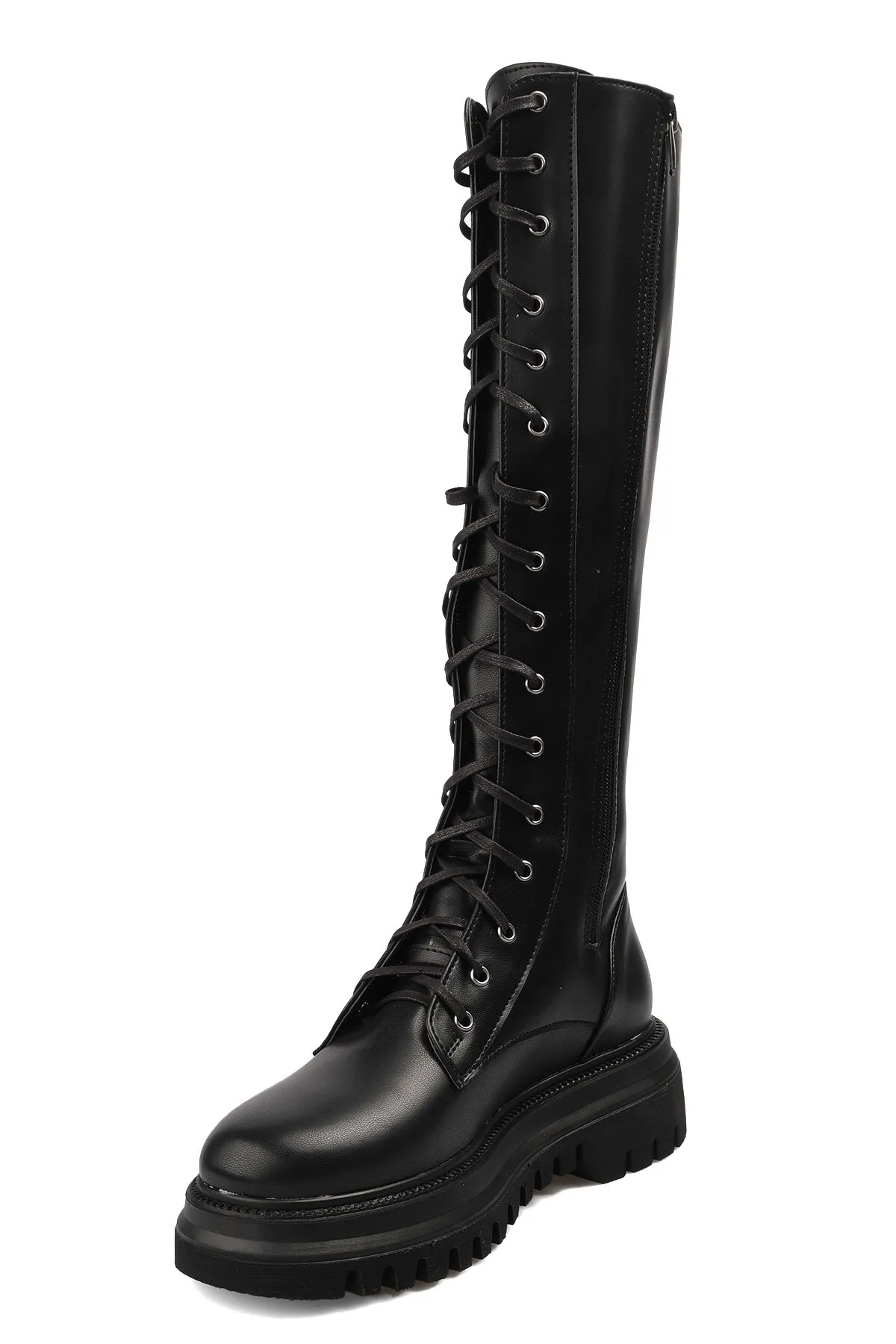 Mio Gusto  Raquel Damenstiefel zum Schnüren und Reißverschluss mit dünnem Fellfutter und dicken Sohlen
