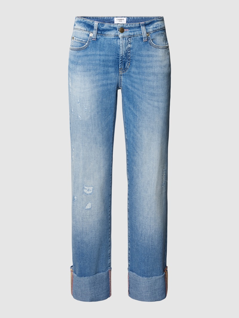 Jeans mit Label-Patch Modell 'PARIS' in blau