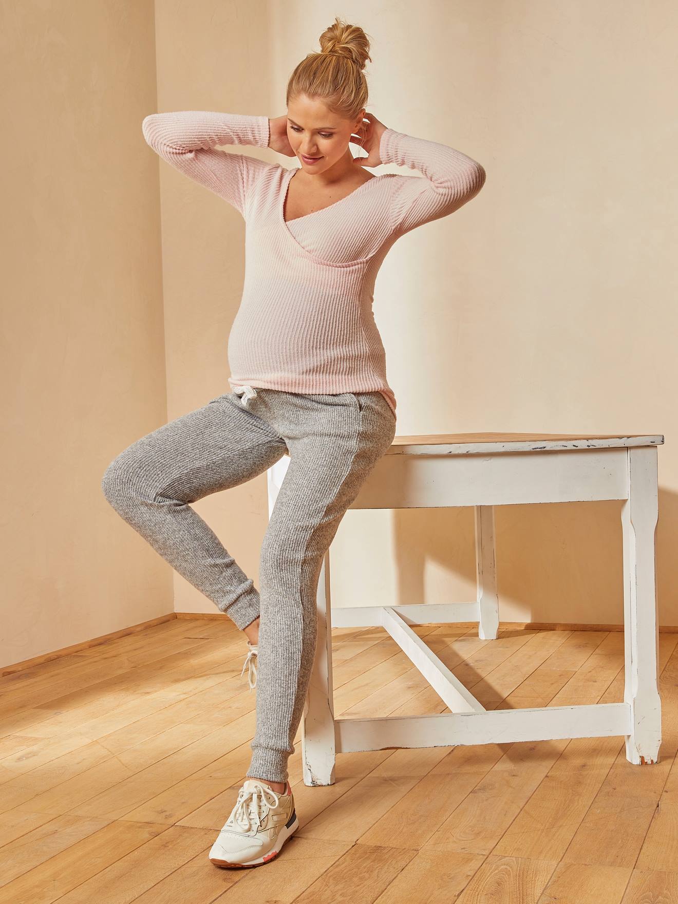 Ensemble 2 pièces homewear grossesse et allaitement gris