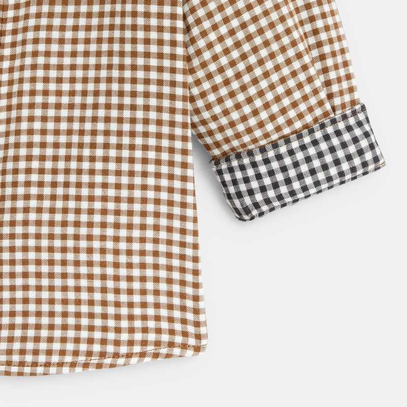Chemise à carreaux en tubique marron bébé garçon