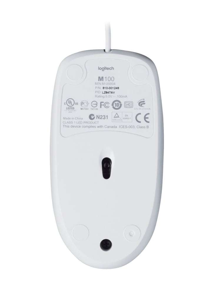 Logitech Logitech kabeglgebundene Maus M100 - Plug und Play USB-Maus in Weiß günstig kaufen onesize