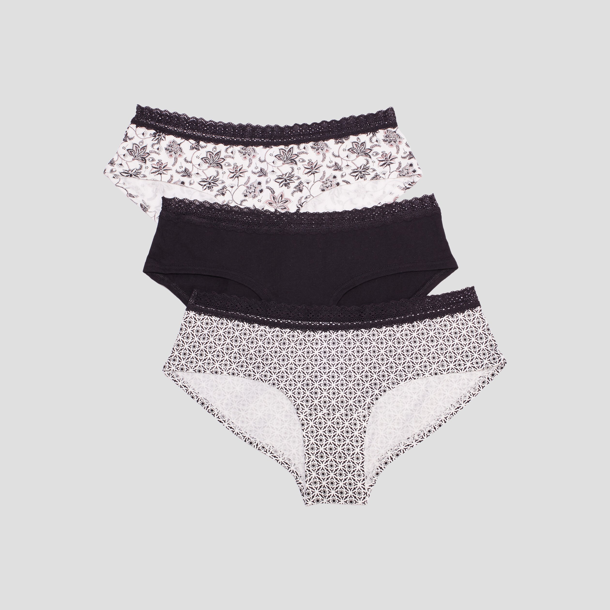 Lot 3 shorty coton noir femme | La Halle