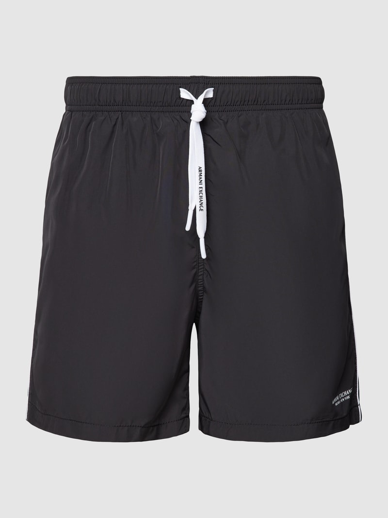 Badeshorts mit elastischem Bund in schwarz