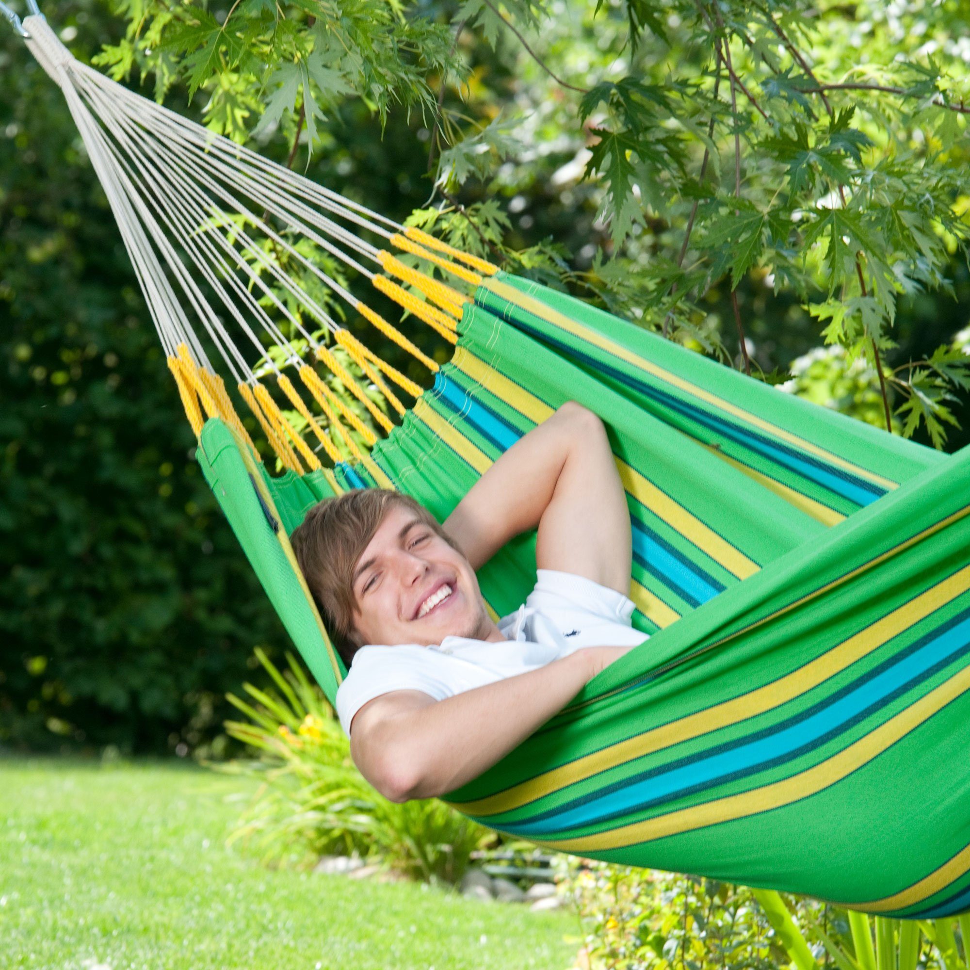 La Siesta Hängematte Doppel Hängematte Currambera kiwi grün La Siesta Tuchhängematte, Hochwertige Qualität