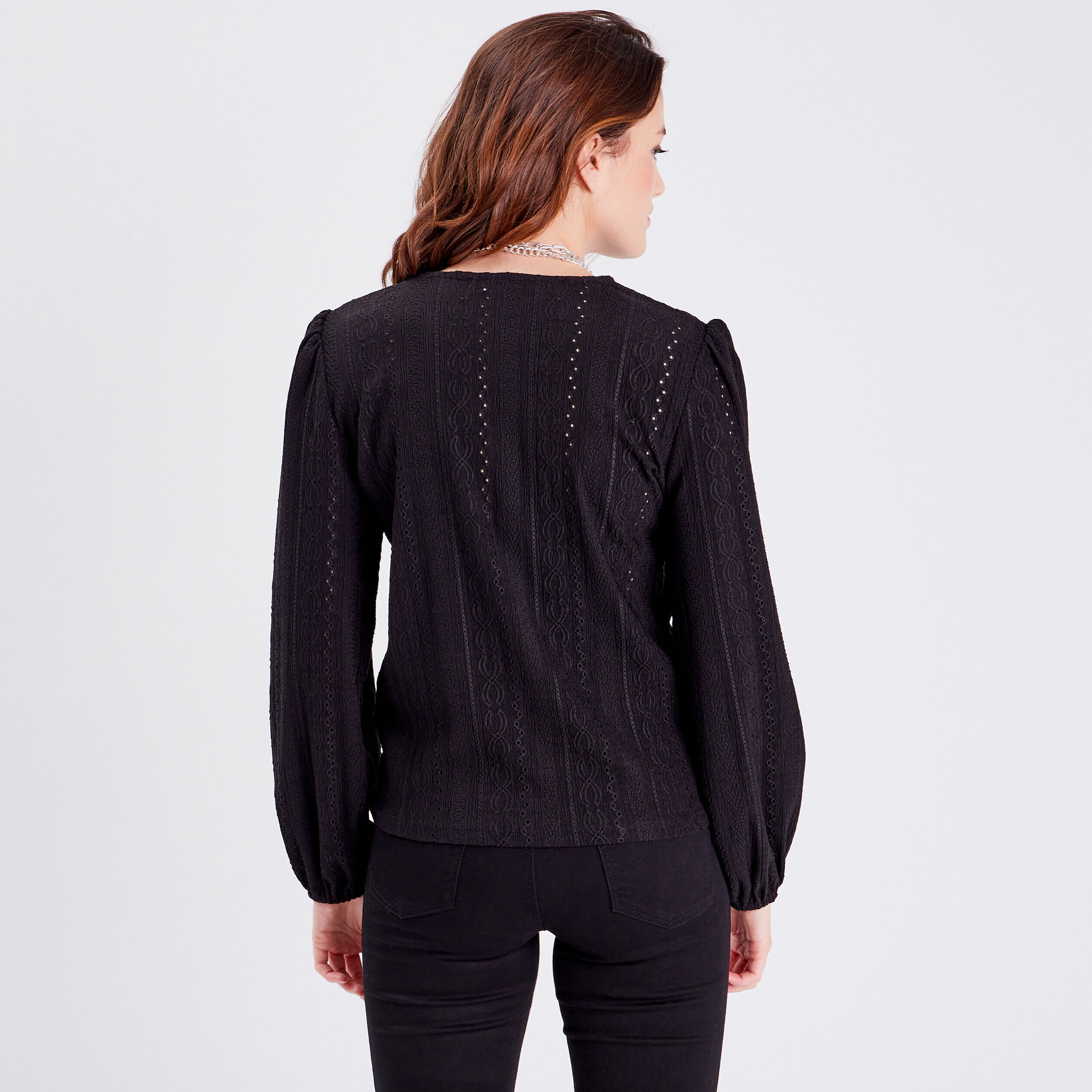 T-shirt manches longues noir femme | Cache Cache