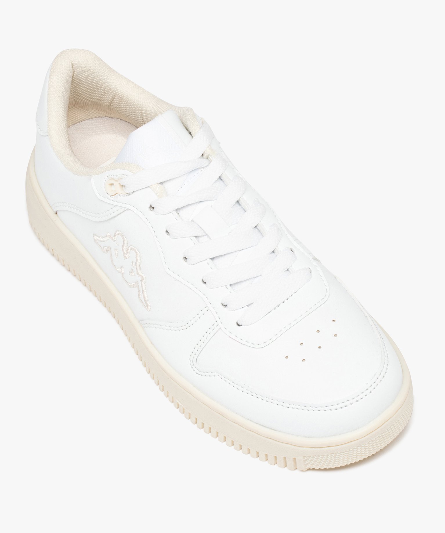 Baskets femme unies style rétro à lacets - Kappa blanc | GEMO