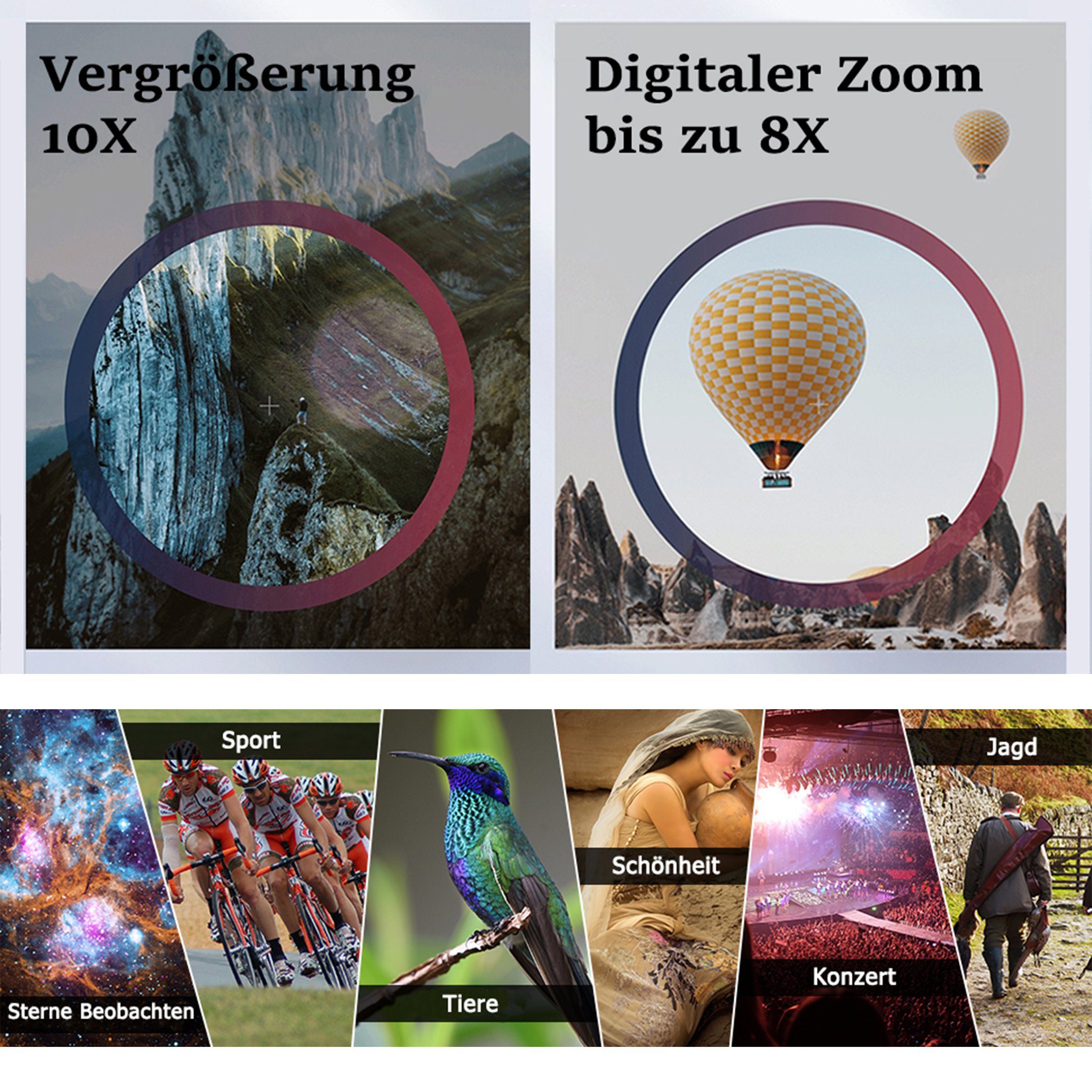 LeiGo Fernglas mit Display, Teleskop, Outdoor-Camping-Sportfeld-Kamera Fernglas (HD-Videokamera, Nachtsicht-Fernglas zur Vogelbeobachtung)